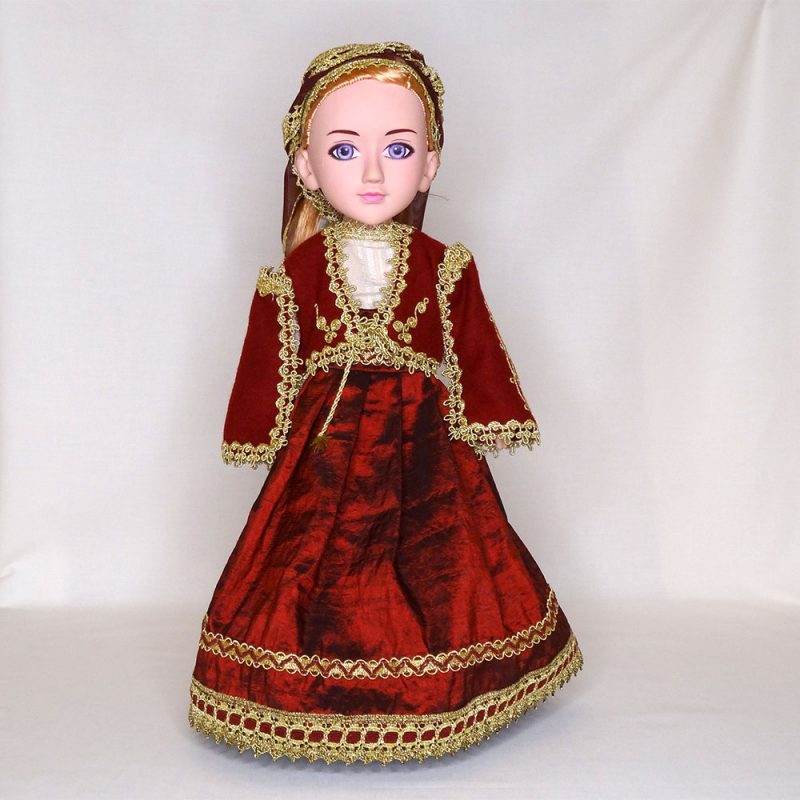 HANDMADE DOLL WITH COSTUME FROM SFAKIA RED 40cm
