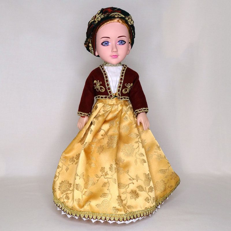 HANDMADE DOLL WITH COSTUME FROM SFAKIA YELLOW 40cm