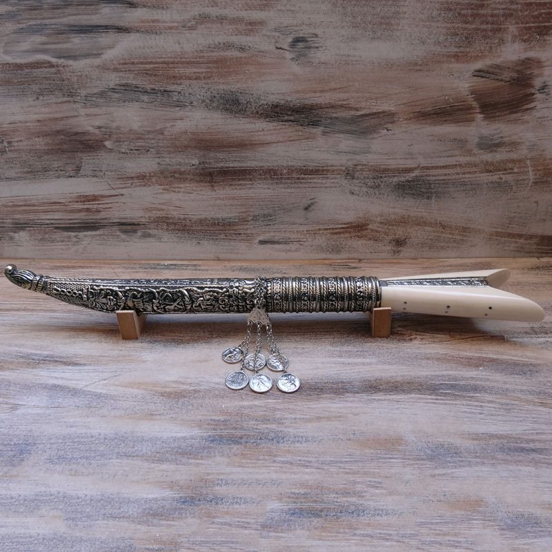 SPATHA TRADITIONAL HANDMADE SILVER PLATED CRETAN KNIFE WITH BONE HANDLE 65cm